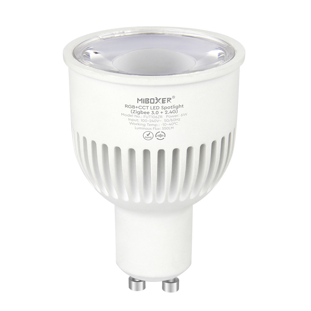 A1-98 Išmanios lemputės Zigbee/Z-Wave/WIfi/Bluetooth, FUT106ZR 6W GU10 RGB+CCT LED spotlight (Zigbee 3.0+2.4G)