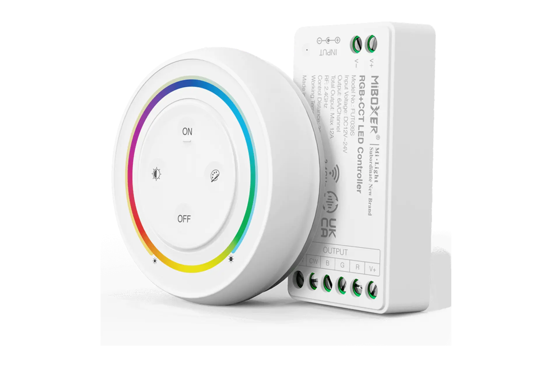 FUT039SA Miboxer, Valdymo rinkinys Nuotolinio valdymo pultas + Reguliatorius RGB+CCT 12-24VDC 12A FUT039SA
