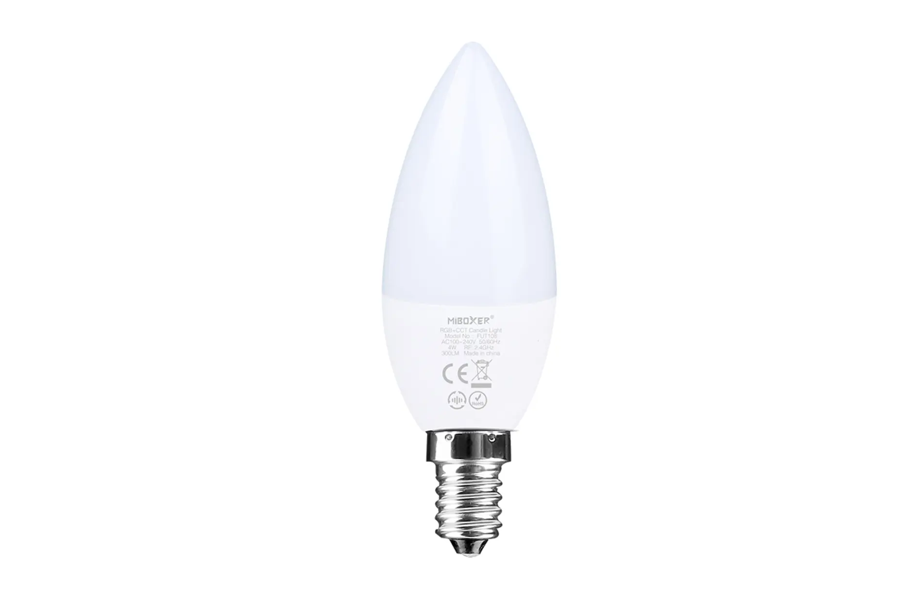 FUT108 Standartines lemputės, LED lemputė E14 4W RGB+CCT 230V žvakė FUT108