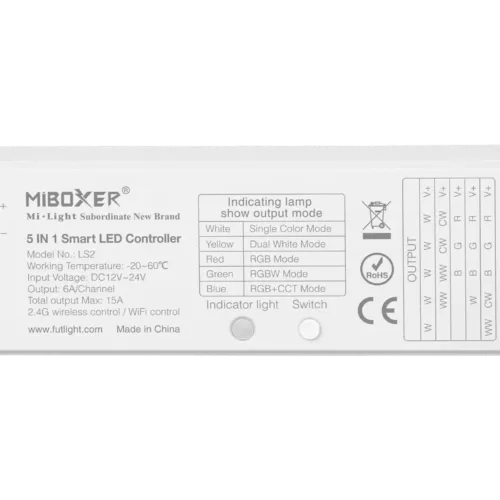 Miboxer, LED valdiklis RGB+CCT 12-24VDC 5in1 LS2