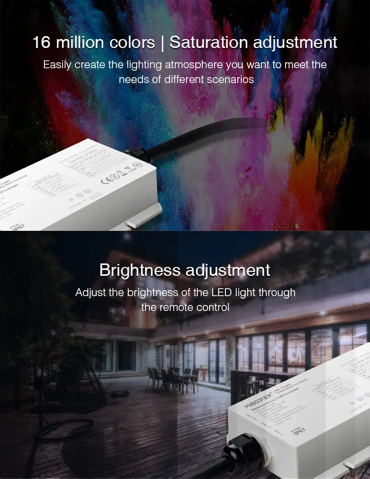 LS2-WP-05 Miboxer, Vandeniui atsparus LED valdiklis RGB+CCT 12-48VDC 5vnt1 LS2-WP