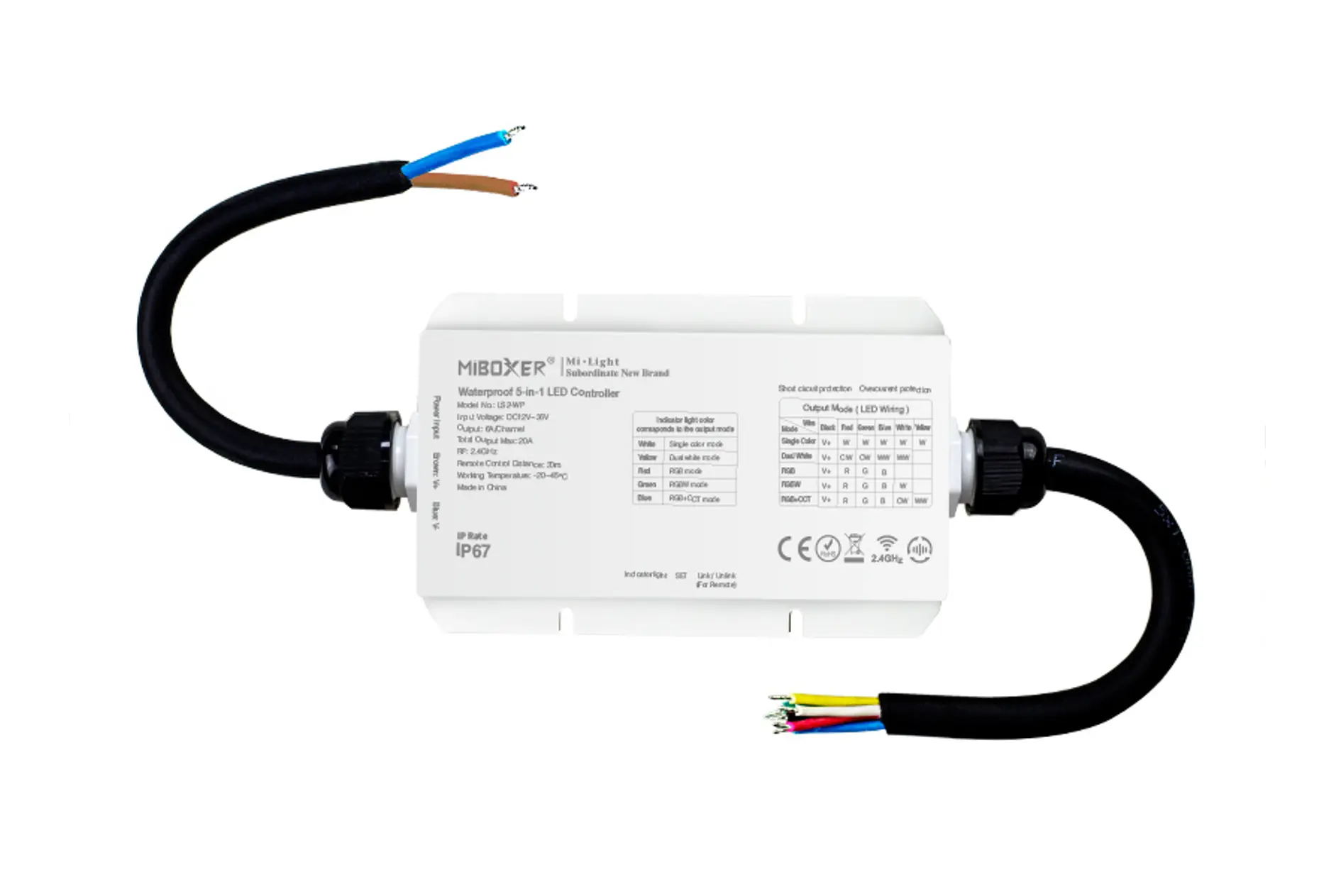 LS2-WP Miboxer, Vandeniui atsparus LED valdiklis RGB+CCT 12-48VDC 5vnt1 LS2-WP