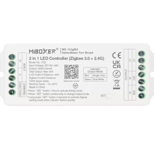 Miboxer, CCT valdiklis 2-in-1 12–48V 20A Zigbee 3.0 + 2.4G PZ2