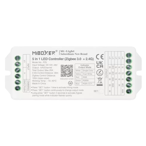 Miboxer, Valdiklis 5v1 RGB+CCT 12-48V 20A Zigbee 3.0 + 2.4G PZ5