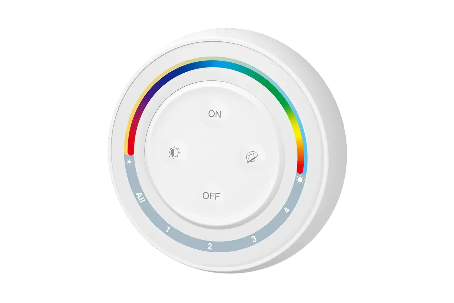 S2 Nuotolinio valdymo pultai RF ir jungikliai, Sieninis valdiklis RGB+CCT Apskritimas 4-zonos 2xAAA S2+