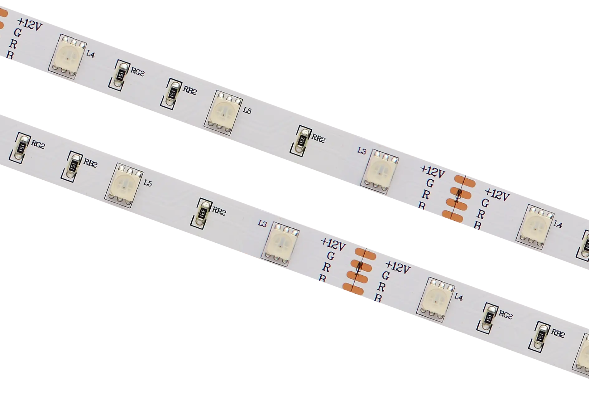 SPB-30-RGB.webp Atsparus drėgmei led juostos, LED juosta 12/24V IP20/IP66/IP68 30LED/m 7.2W/m 275 lm/m RGB Karpoma kas 167mm