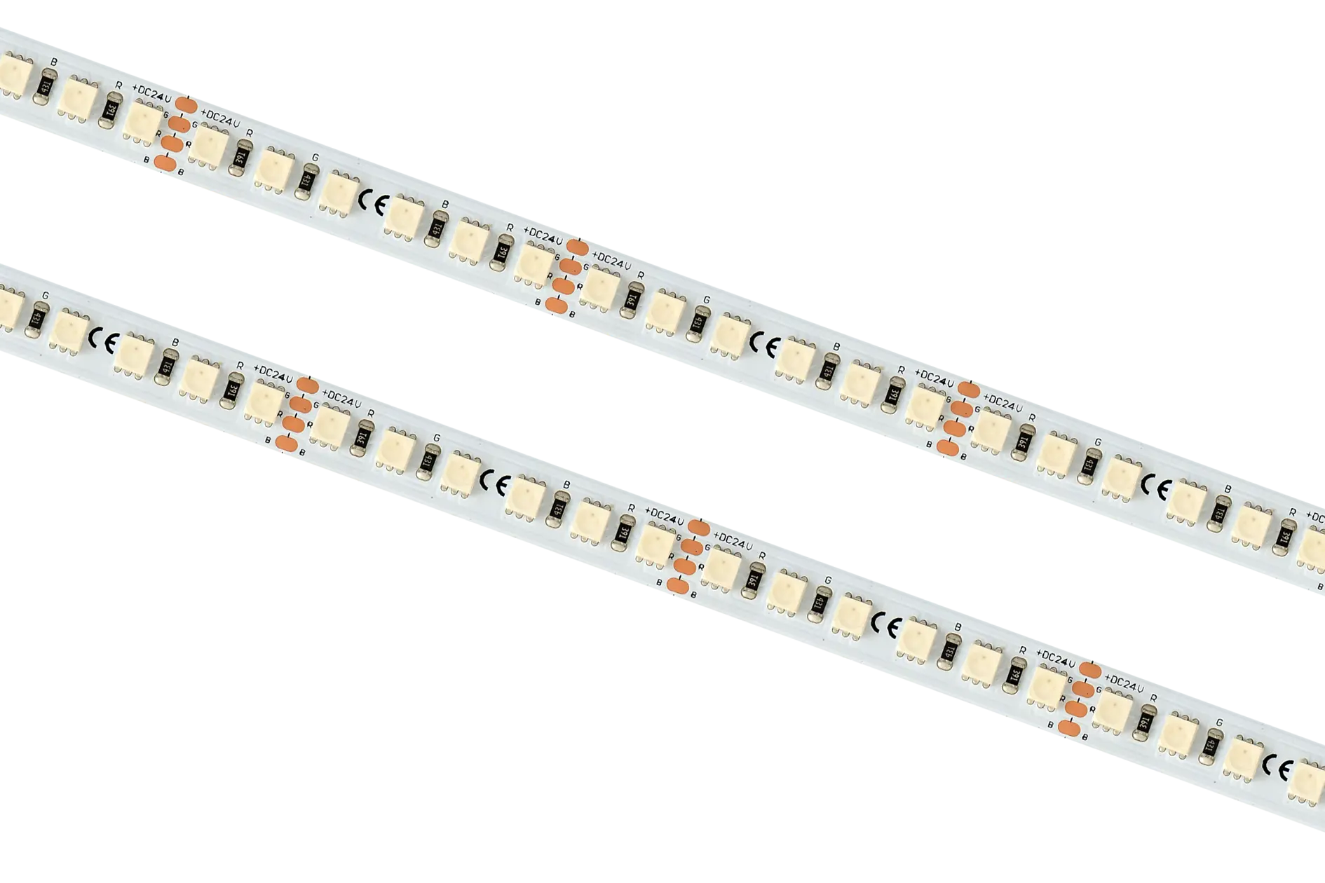 SPF-120-RGB.webp Atsparus drėgmei led juostos, LED juosta 24V IP20/IP66 120LED/m 22W/m 950 lm/m RGB Karpoma kas 50mm
