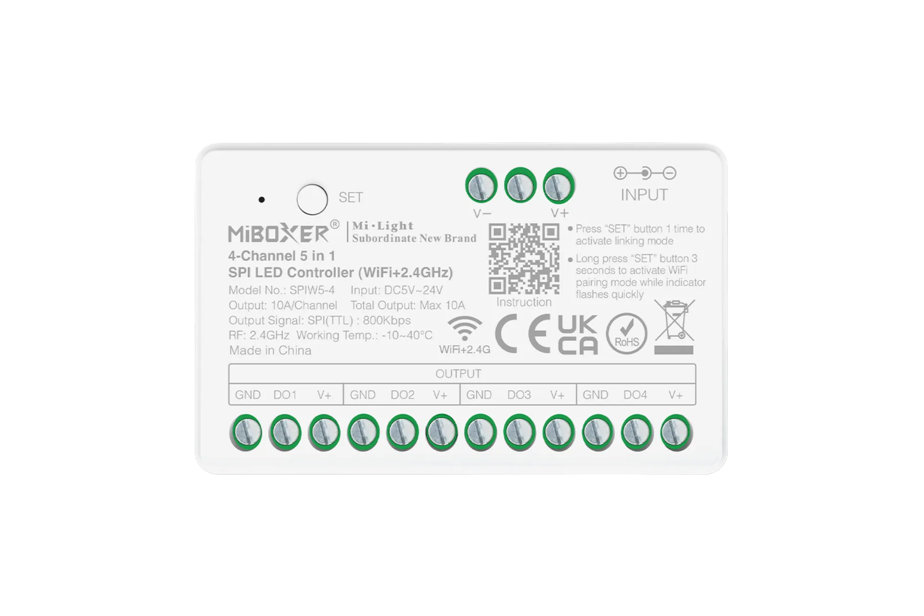 SPIW5-4 Miboxer, 5in1 RGB+CCT SPI LED valdiklis WiFi+2.4G SPIW5-4