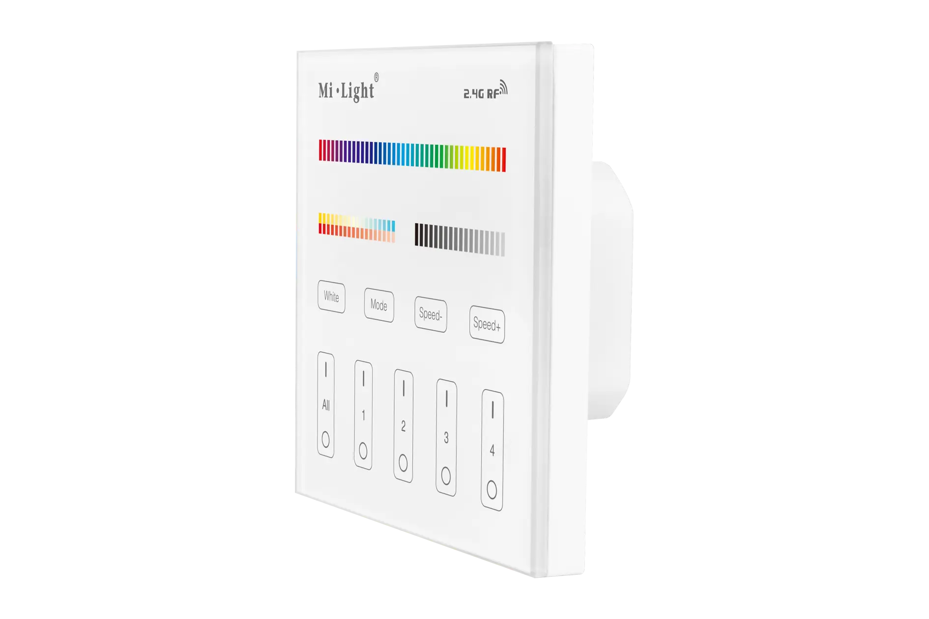 T4 Nuotolinio valdymo pultai RF ir jungikliai, Sieninis valdiklis RGB+CCT 4 zonos 230V T4