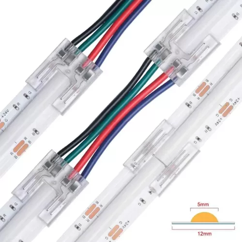 Jungiamieji elementai, Jungtis 12mm LED juostai COB - juostos tiltelis, 3 kontaktų jungtis CCT/RGB/Digital (FS-AP011-3-12BXB-ZBCI)