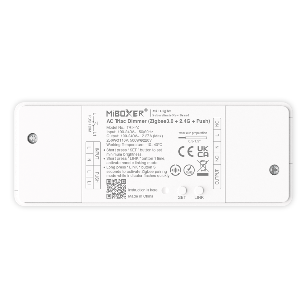 tri-pz Miboxer, TRI-PZ 500W AC Triac dimeris (Zigbee 3.0+2.4GHz+Push)