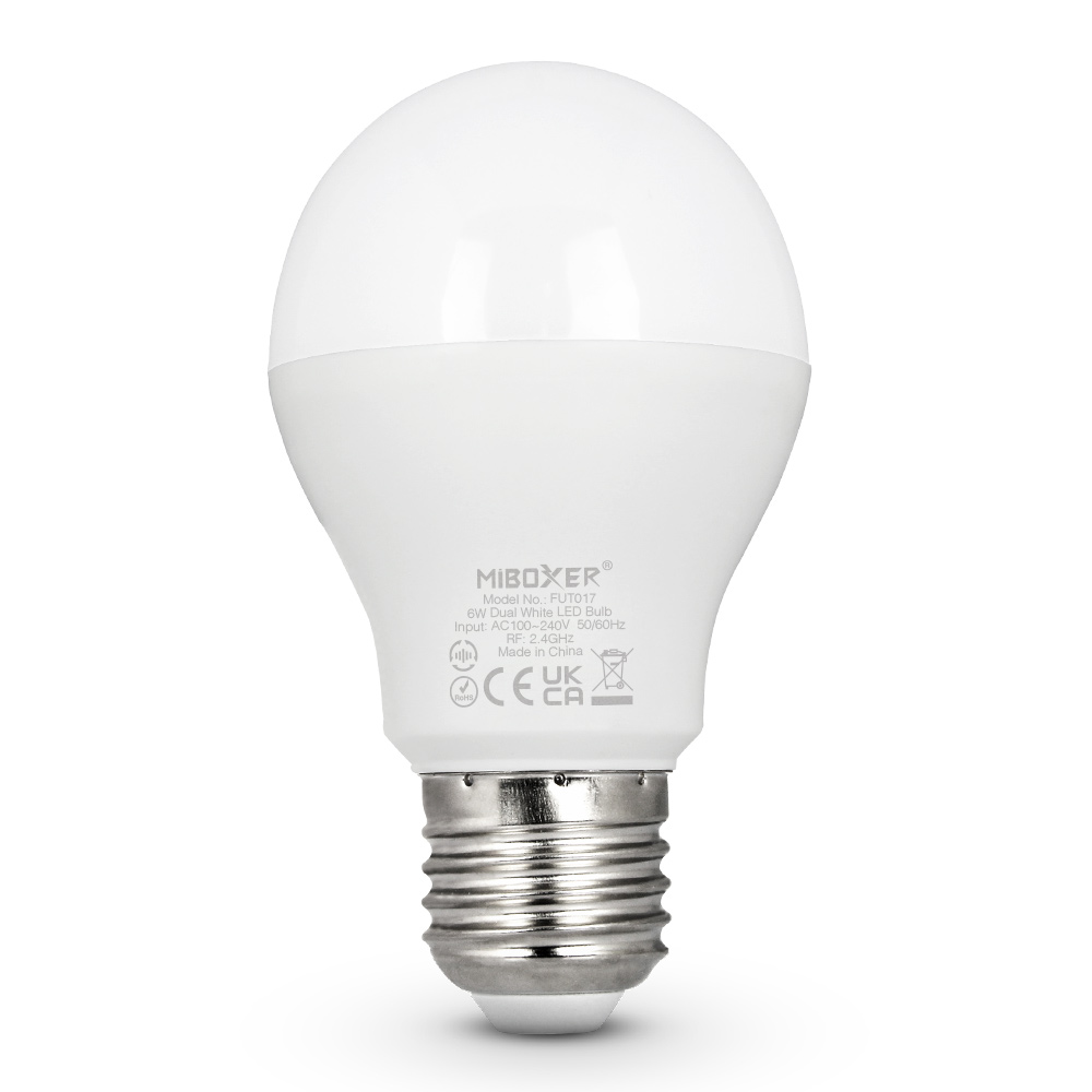 zhutu1-6 Standartines lemputės, FUT017 6W E27 dvispalvė LED lemputė (2.4G)